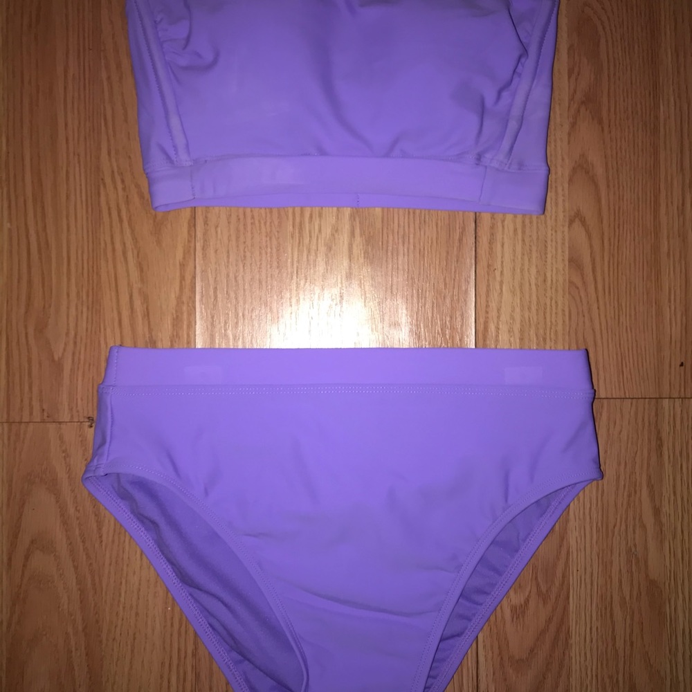purple tube top bikini